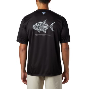 Pánské Tričko Columbia PFG Terminal Tackle Tribal Fish Short Sleeve Černé VOIKMC713